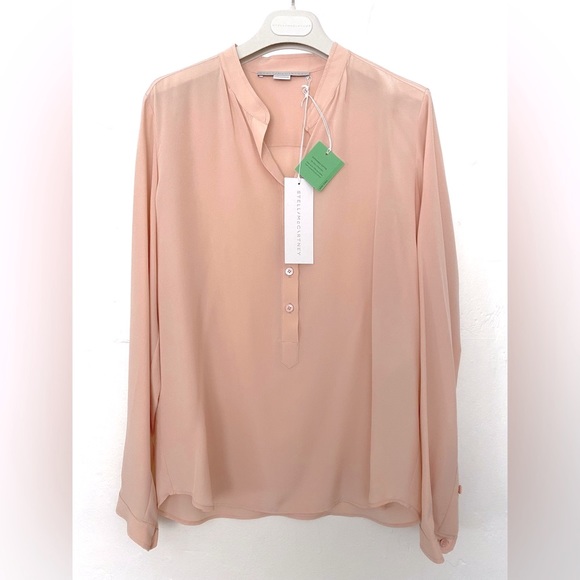 NWT STELLA MCCARTNEY PINK SILK EVA BLOUSE SHIRT TOP SIZE 36 - Picture 5 of 13